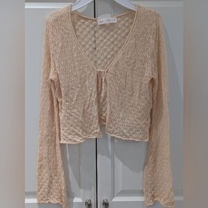 2/$35 Zara Girls Knit Cardigan 9-10 Tie Front V Neck Lightweight Sweater